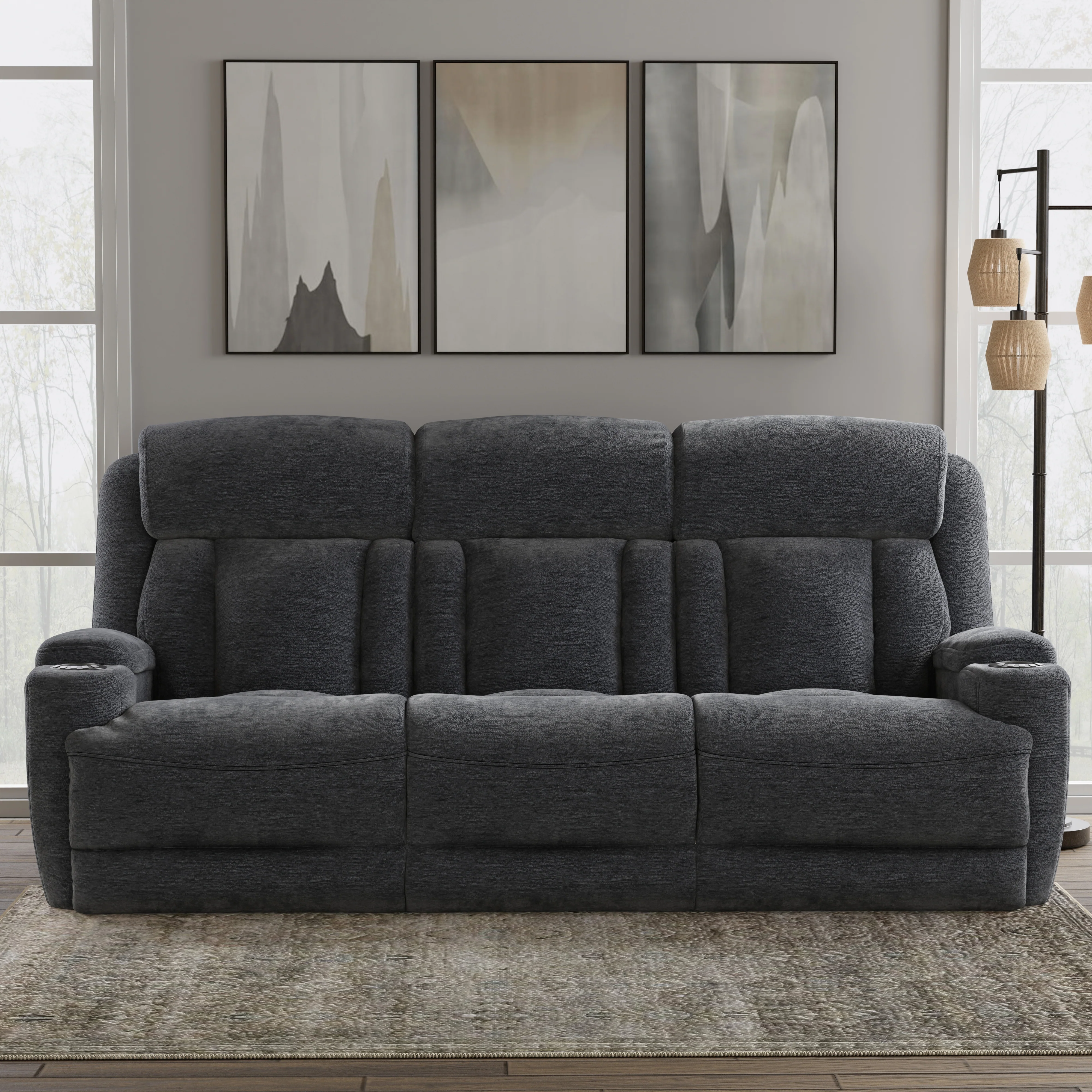 DALTON - LUCKY CHARCOAL Power Sofa Group - Image 8