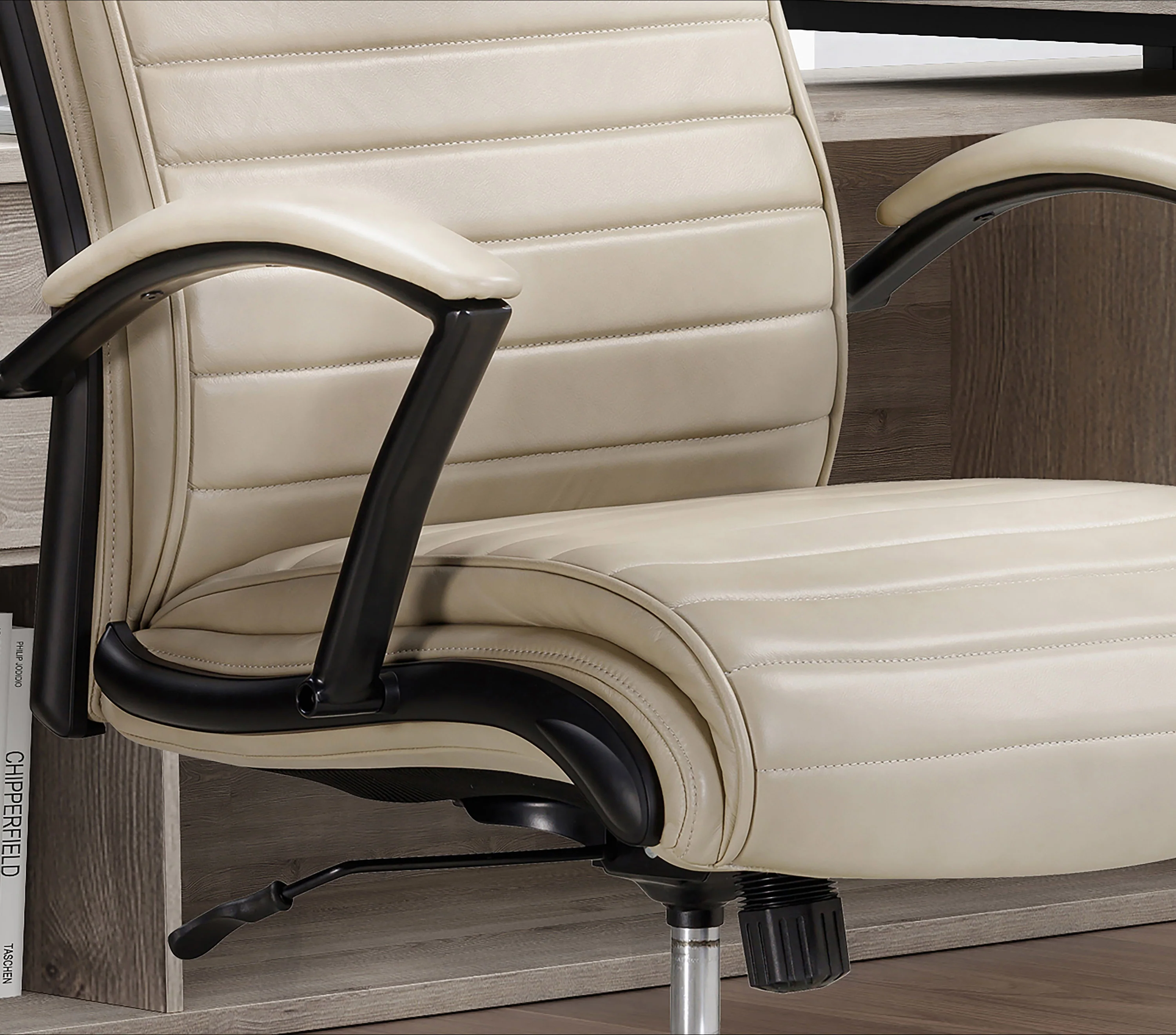 DC#370-ATLI - ANTIQUE LINEN Leather Desk Chair - Image 4