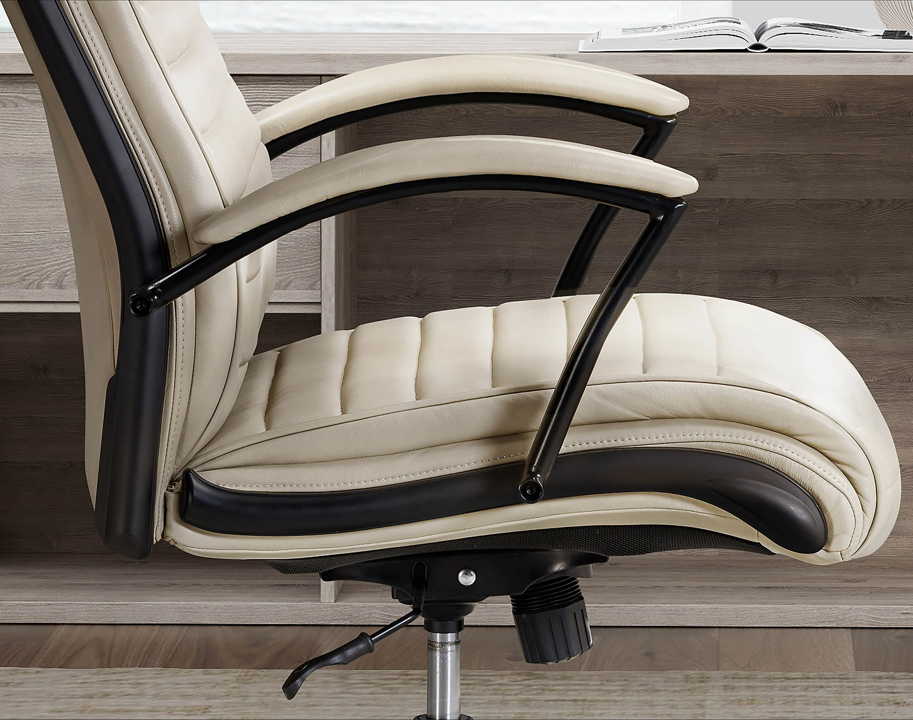 DC#370-ATLI - ANTIQUE LINEN Leather Desk Chair - Image 5