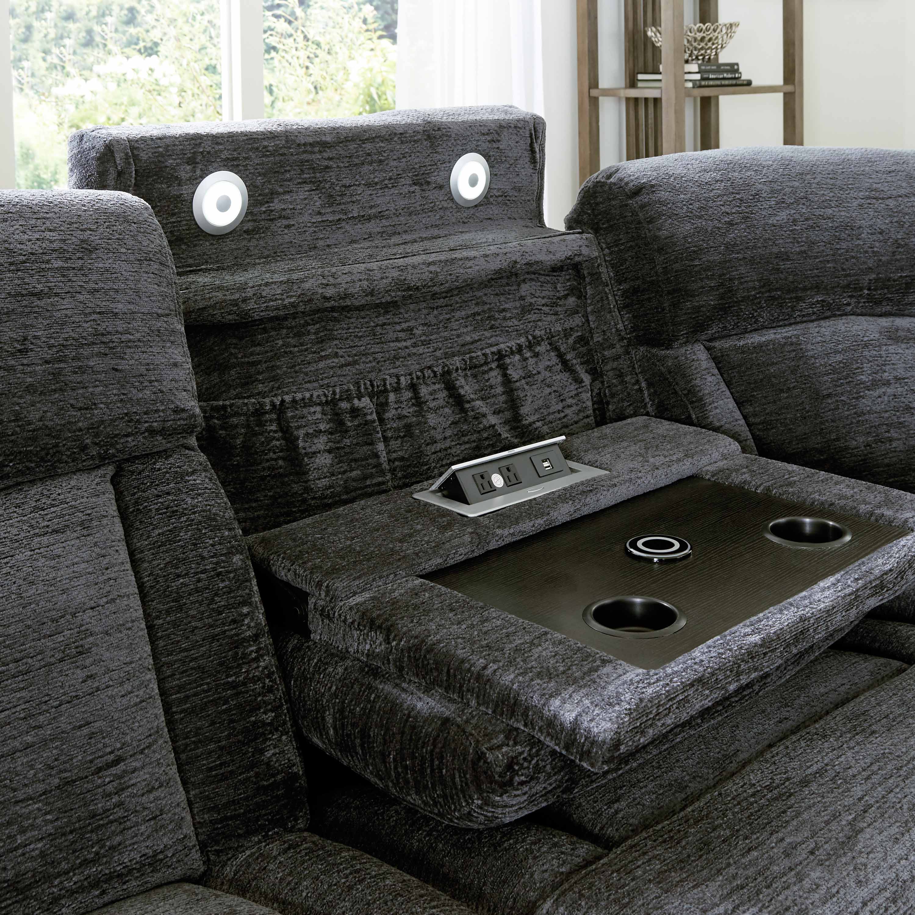 DALTON - LUCKY CHARCOAL 6pc Power Reclining Sectional - Image 7