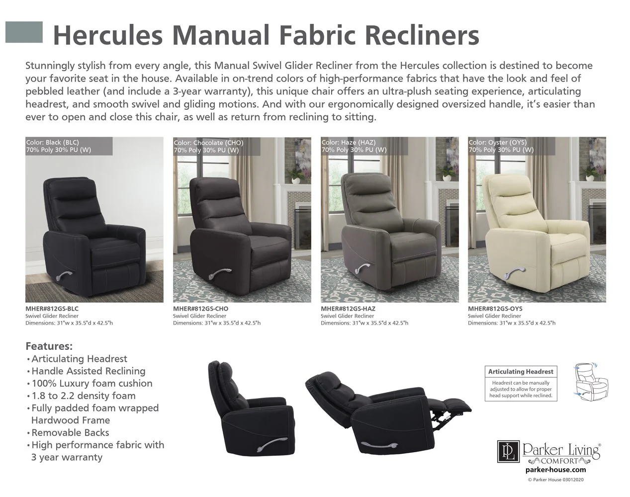 HERCULES - HAZE Manual Swivel Glider Recliner - Image 8