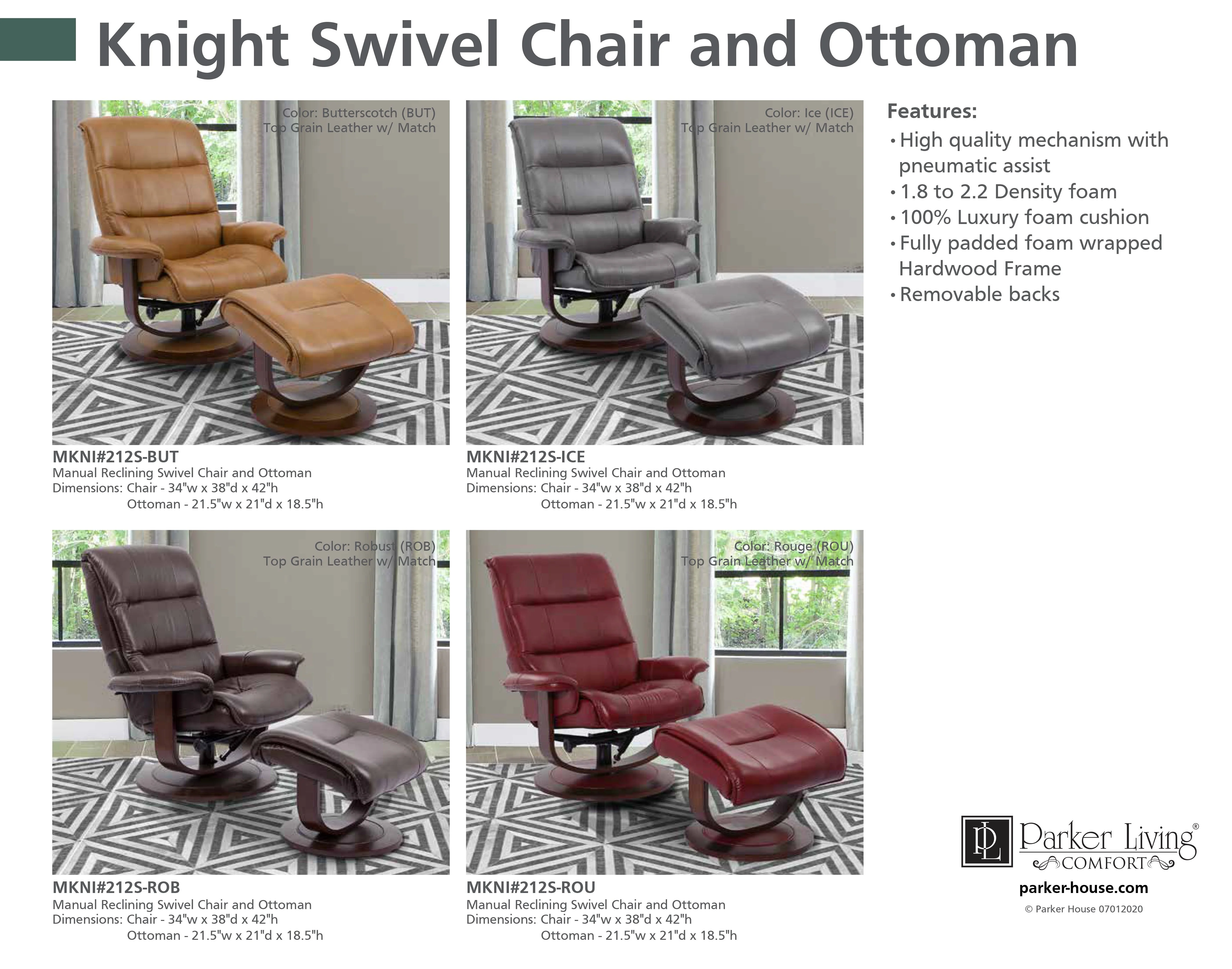 KNIGHT - BUTTERSCOTCH Manual Reclining Swivel Chair & Ottoman - Image 4